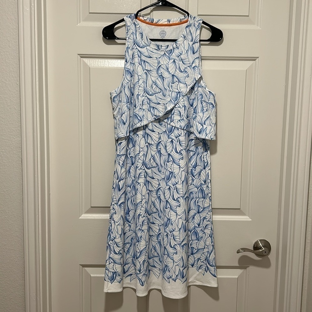 Tory Burch Kaley Ellora Blue and White 100% Pima Cotton Dress Size Small - Picture 6 of 9